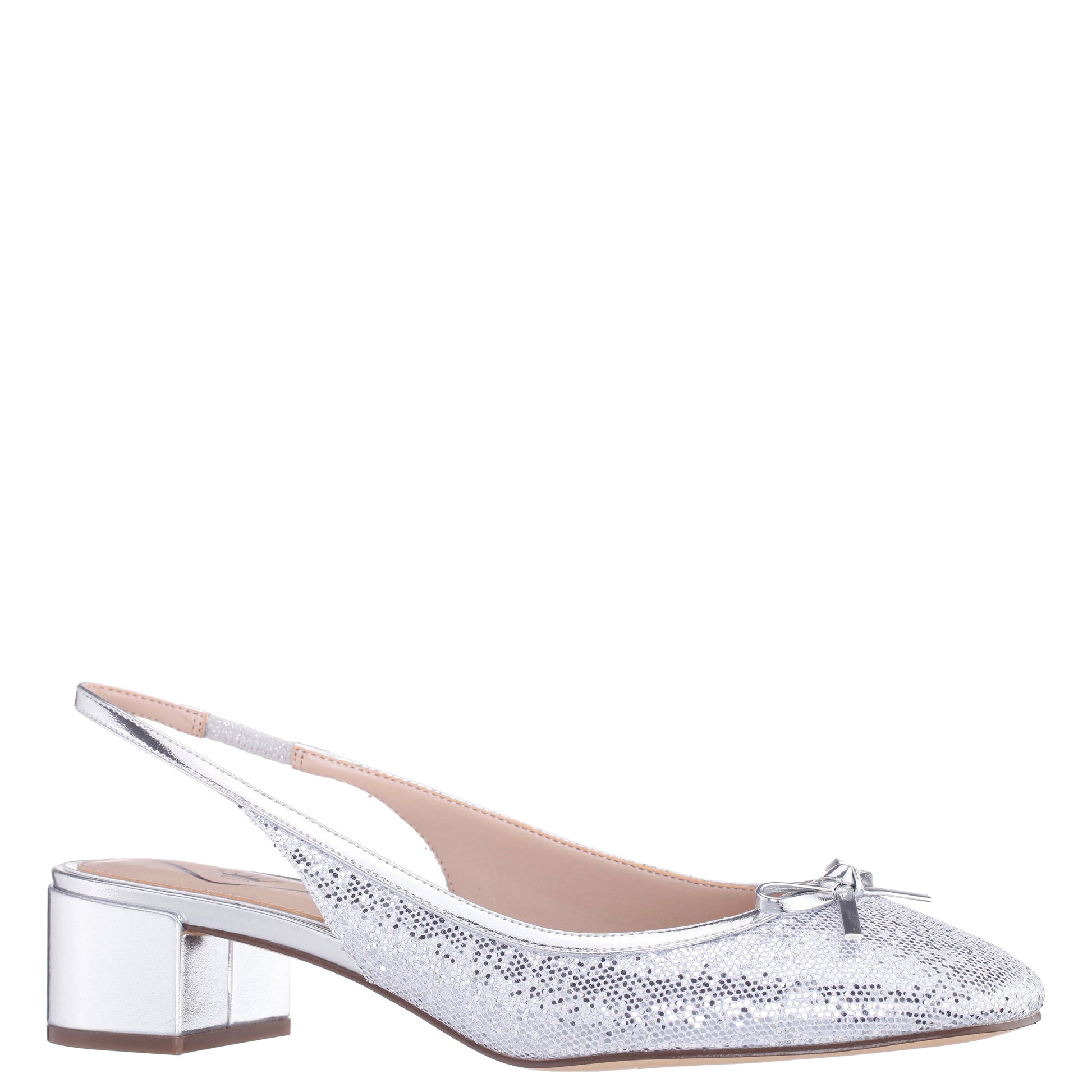 Kourtny Silver Block-Heel Pumps | Nina Shoes