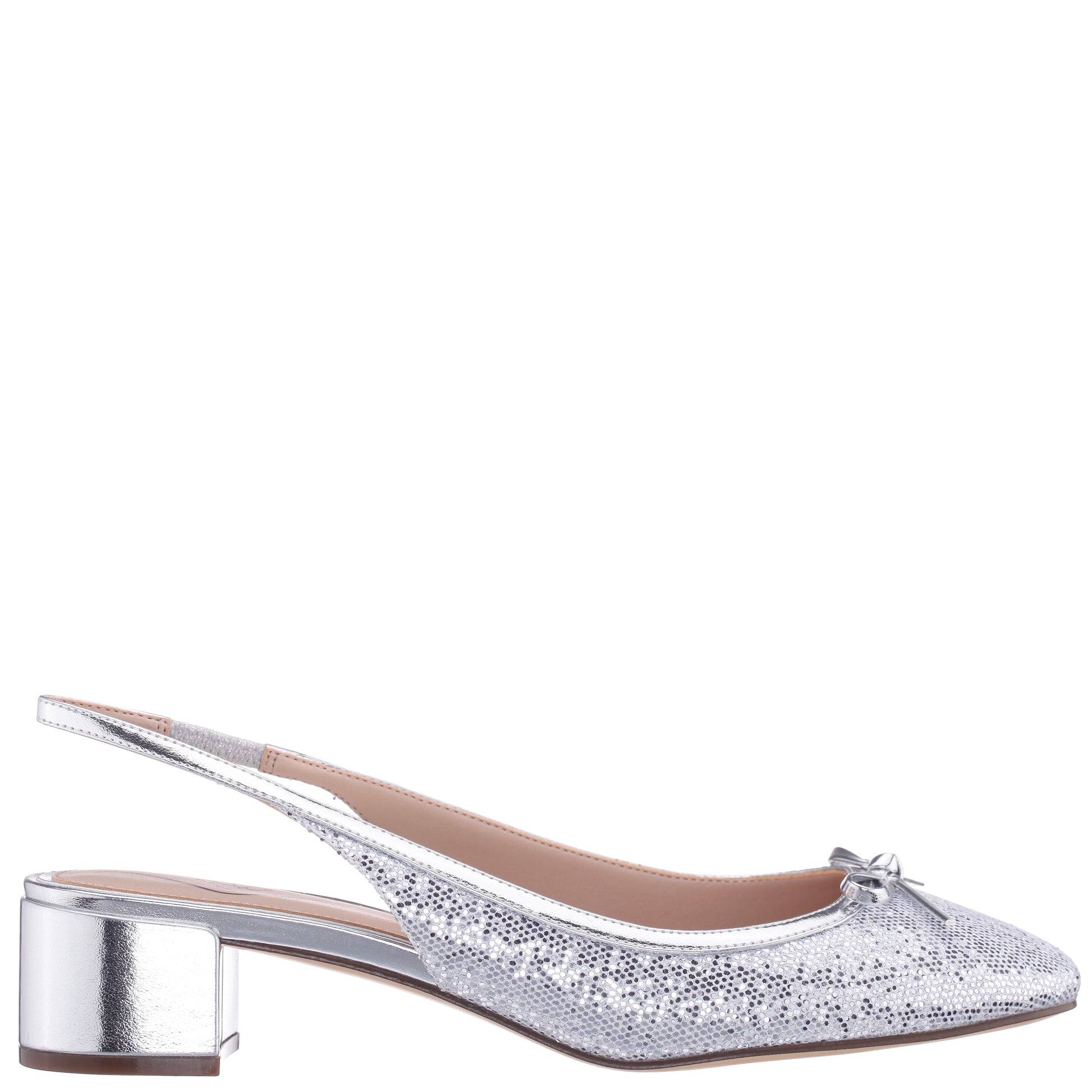 Kourtny Silver Block-Heel Pumps | Nina Shoes