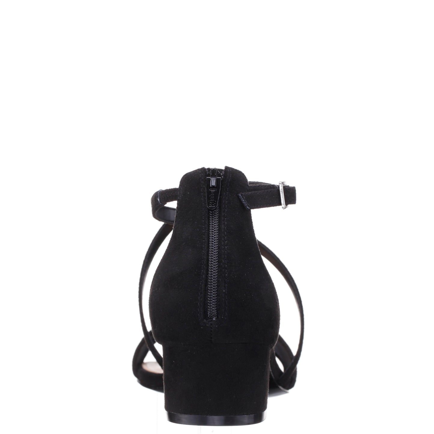 Ginette Black Satin With Mesh Block-Heel Sandals with Ankle-Strap | Nina Shoes