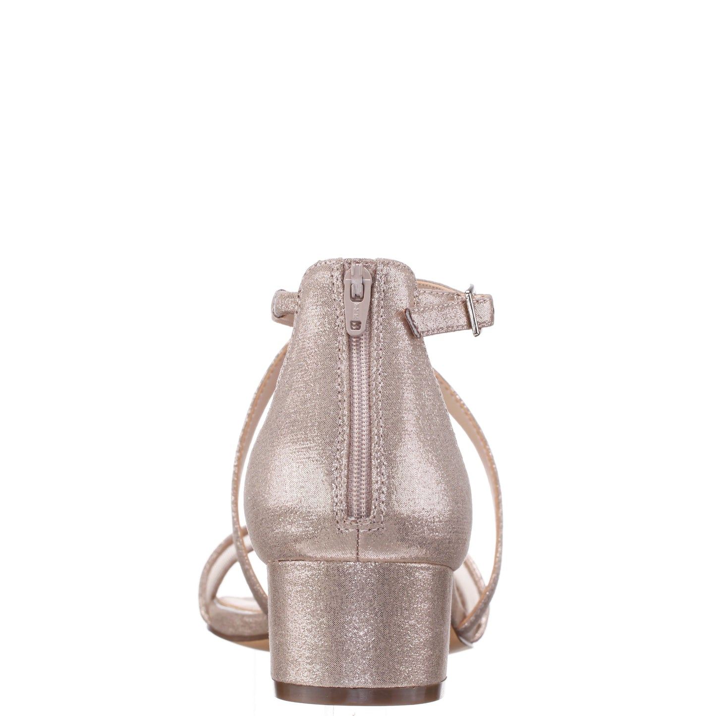 Ginette Yellow Metallic Shimmer Foil With Mesh Block-Heel Sandals with Ankle-Strap | Nina Shoes