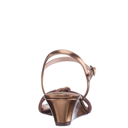 Valeria Brown Glaze with Matching Rhinestone Knot on a Demi-Wedge with Ankle-Strap | Nina Shoes