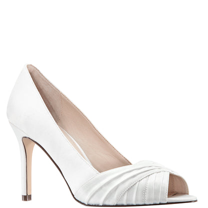Rhiyana White Satin Peep Toe High-Heel Classic Pump | Nina Shoes