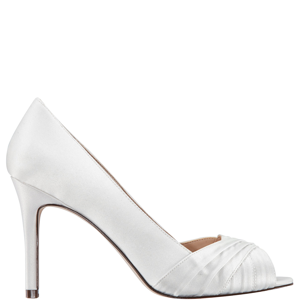Rhiyana White Satin Peep Toe High-Heel Classic Pump | Nina Shoes