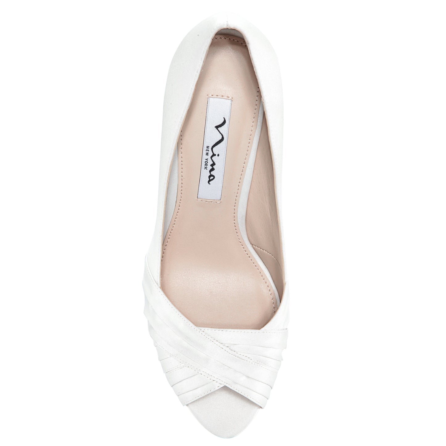 Rhiyana White Satin Peep Toe High-Heel Classic Pump | Nina Shoes