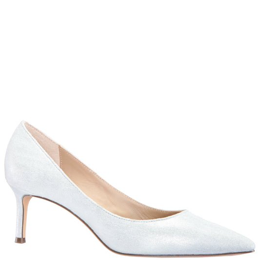Nina60 True Silver Suedette Mid-Heel Classic Pump | Nina Shoes