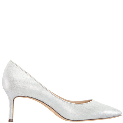 Nina60 True Silver Suedette Mid-Heel Classic Pump | Nina Shoes