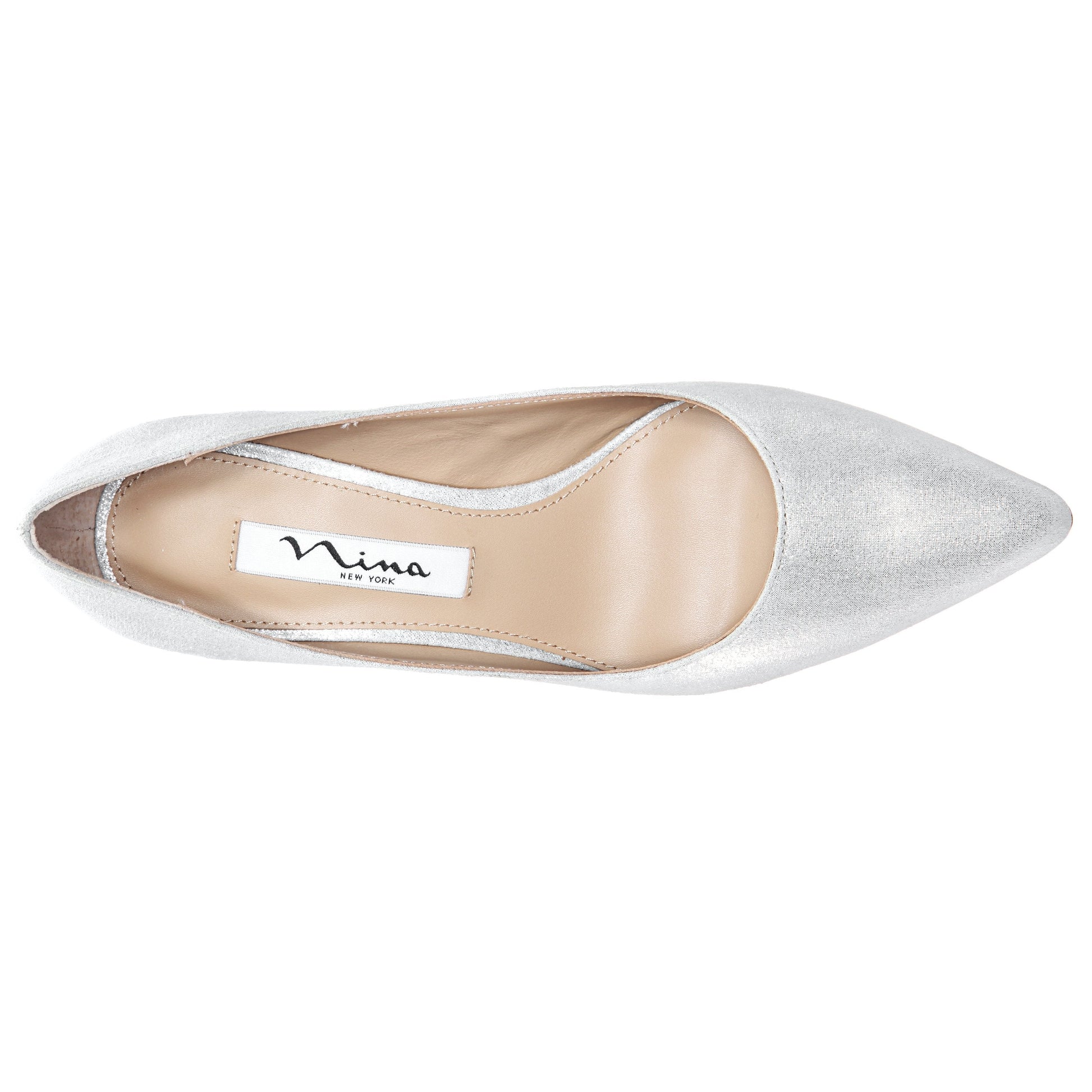 Nina60 True Silver Suedette Mid-Heel Classic Pump | Nina Shoes