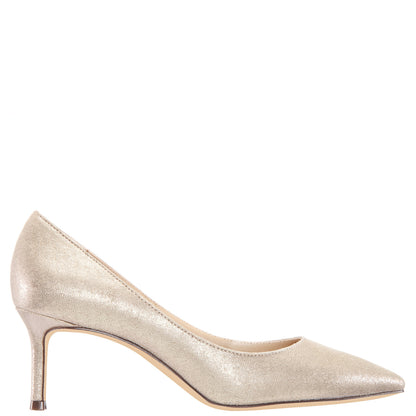 Nina60 Taupe Metallic Suedette Mid-Heel Classic Pump | Nina Shoes
