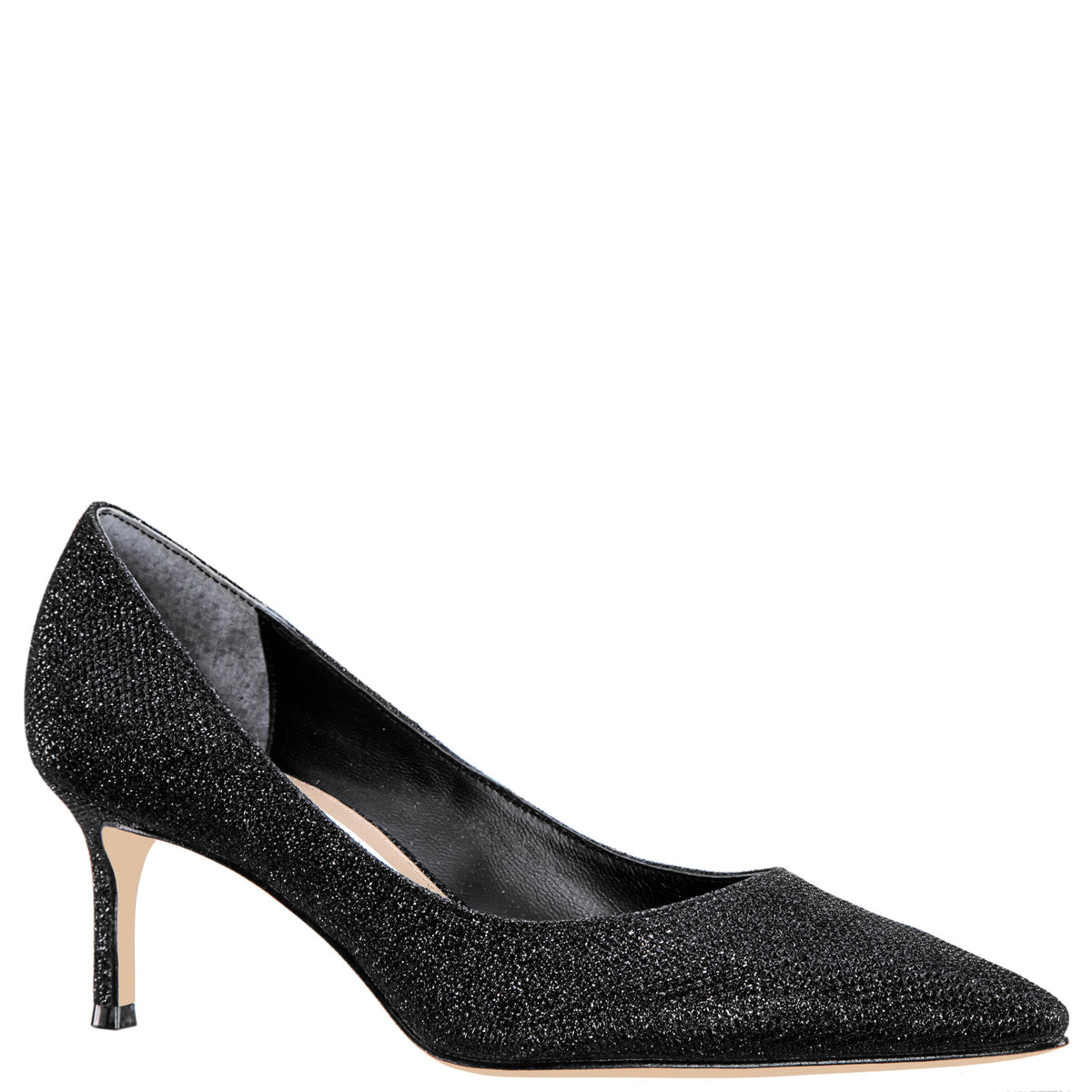 Nina60 Noir Metallic Textured Mid-Heel Classic Pump | Nina Shoes