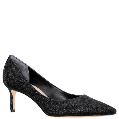 Nina60 Noir Metallic Textured Mid-Heel Classic Pump | Nina Shoes