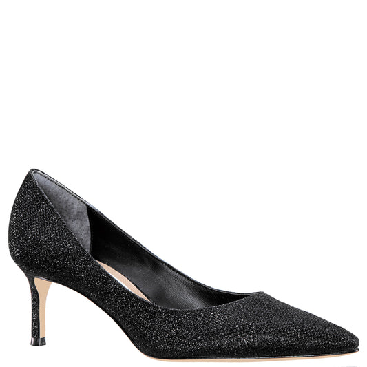 Nina60 Noir Metallic Textured Mid-Heel Classic Pump | Nina Shoes