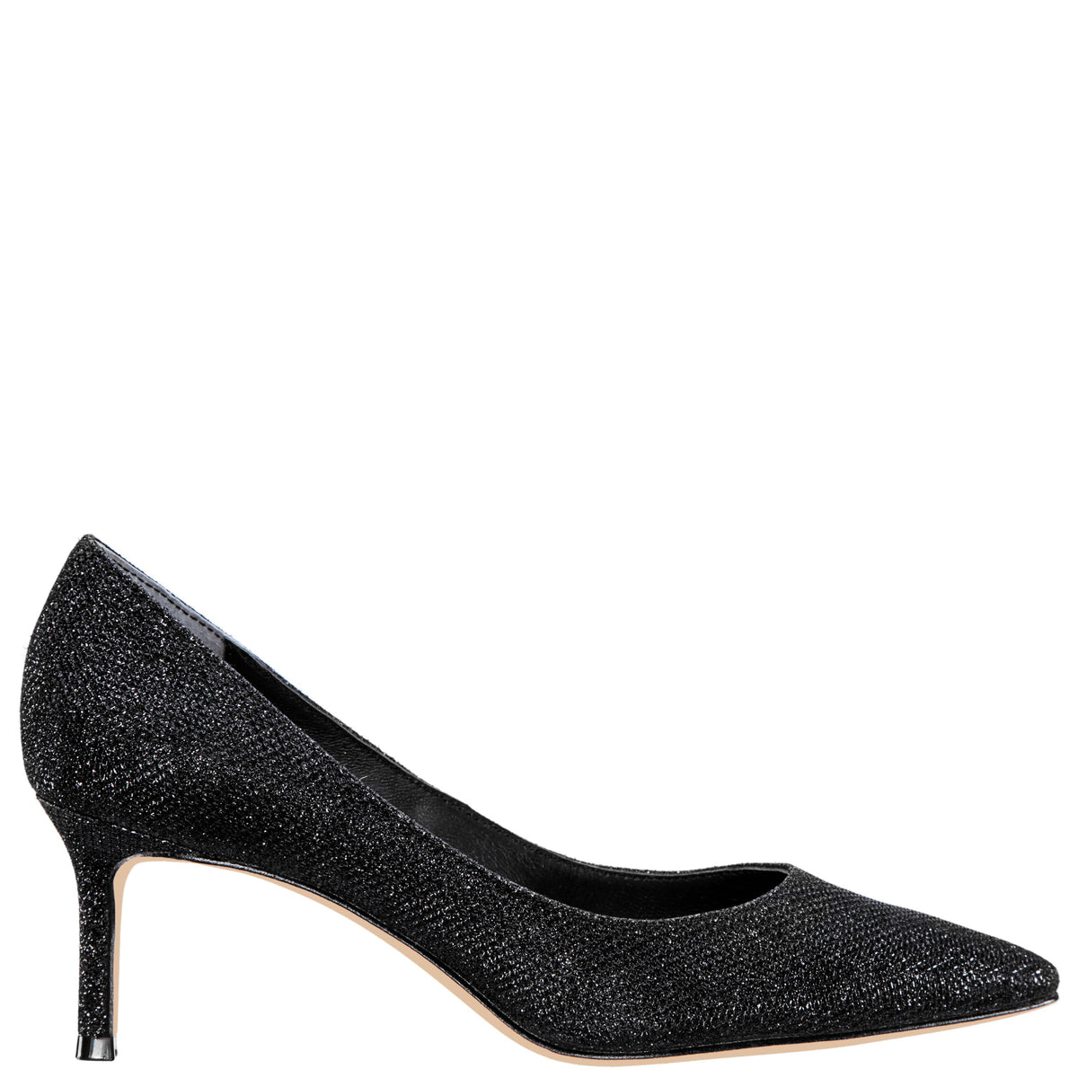 Nina60 Noir Metallic Textured Mid-Heel Classic Pump | Nina Shoes