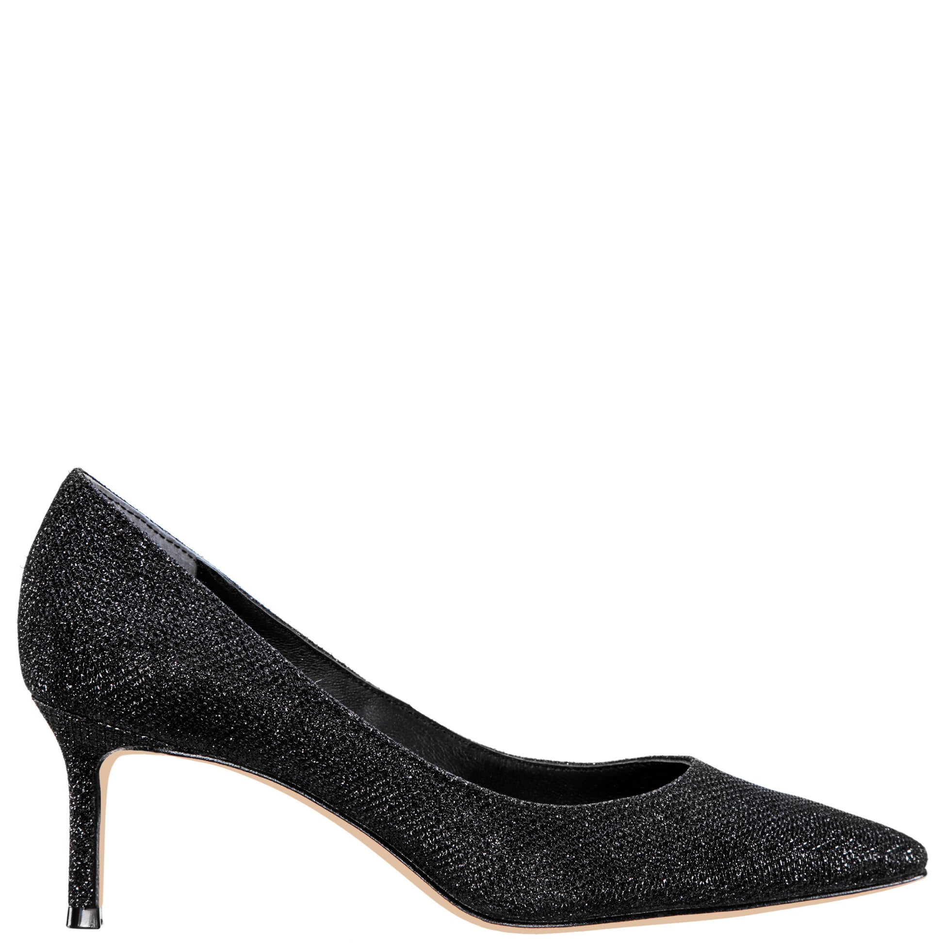 Nina60 Noir Metallic Textured Mid-Heel Classic Pump | Nina Shoes