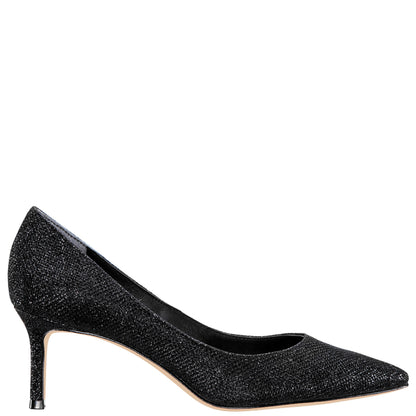 Nina60 Noir Metallic Textured Mid-Heel Classic Pump | Nina Shoes