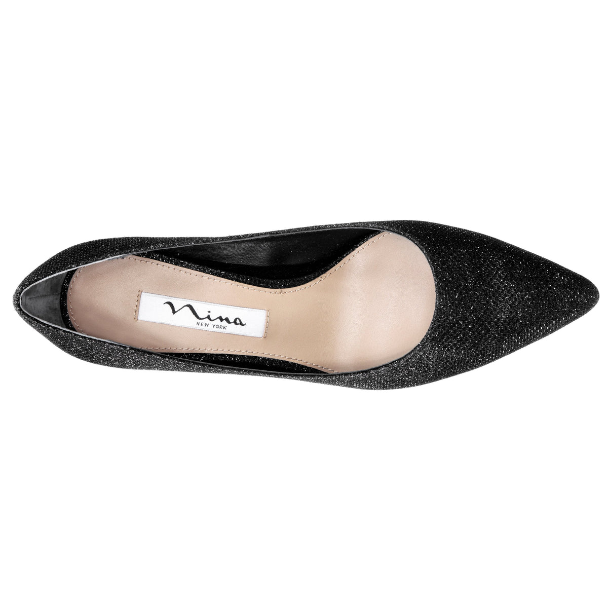 Nina60 Noir Metallic Textured Mid-Heel Classic Pump | Nina Shoes