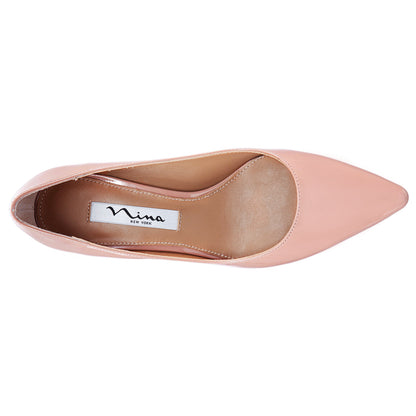 Nina60 Rose Nude Patent Leatherette Mid-Heel Classic Pump | Nina Shoes