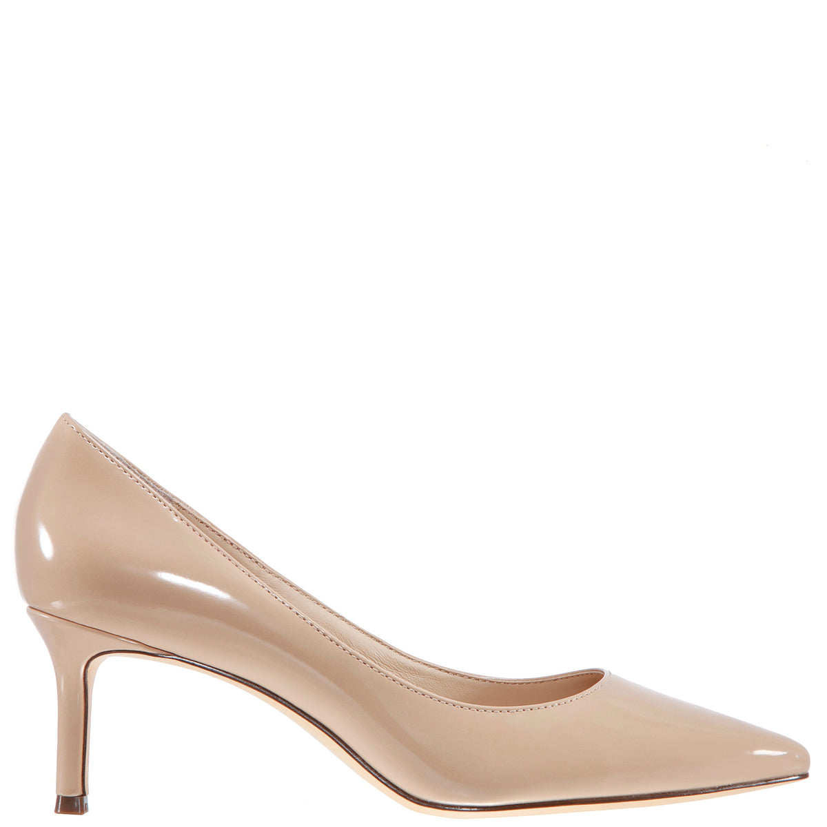 Nina60 Latte Patent Leatherette Mid-Heel Classic Pump | Nina Shoes