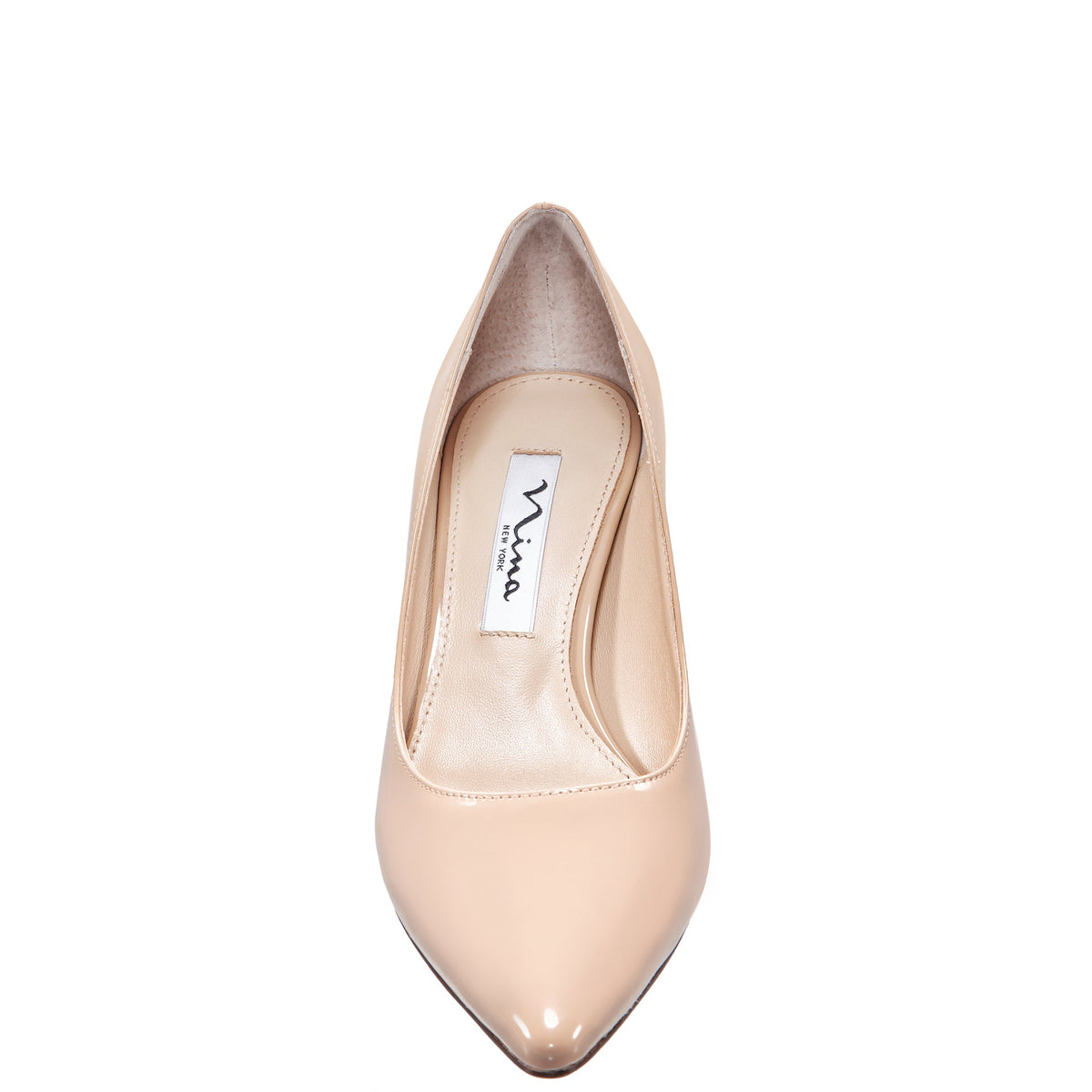 Nina60 Latte Patent Leatherette Mid-Heel Classic Pump | Nina Shoes