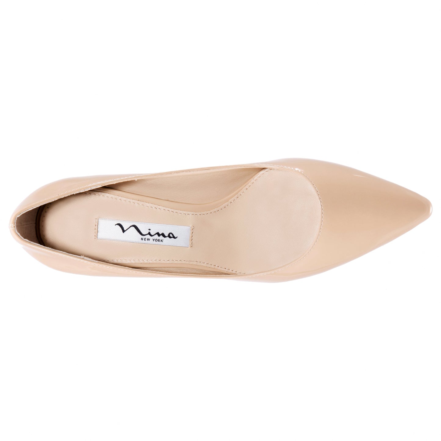 Nina60 Latte Patent Leatherette Mid-Heel Classic Pump | Nina Shoes