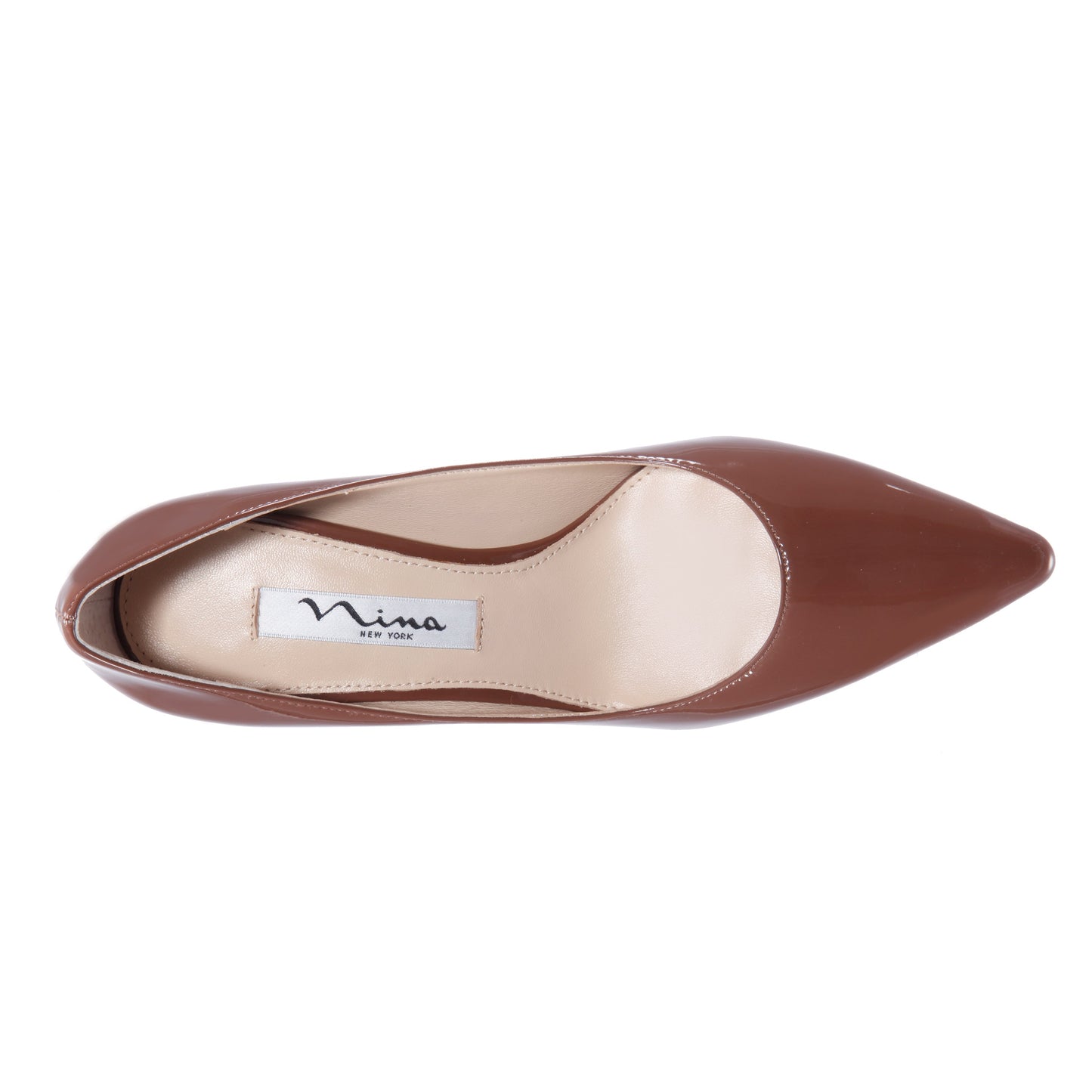 Nina60 Mocha Patent Leatherette Mid-Heel Classic Pump | Nina Shoes