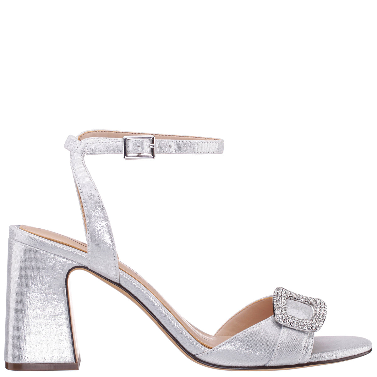 Quenbie True Silver Sandal Mid-Heel | Nina Shoes