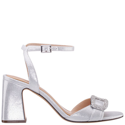 Quenbie True Silver Sandal Mid-Heel | Nina Shoes