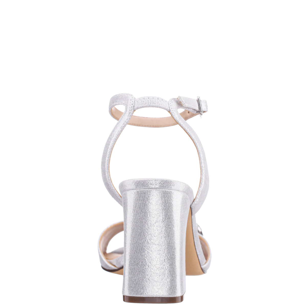Quenbie True Silver Sandal Mid-Heel | Nina Shoes