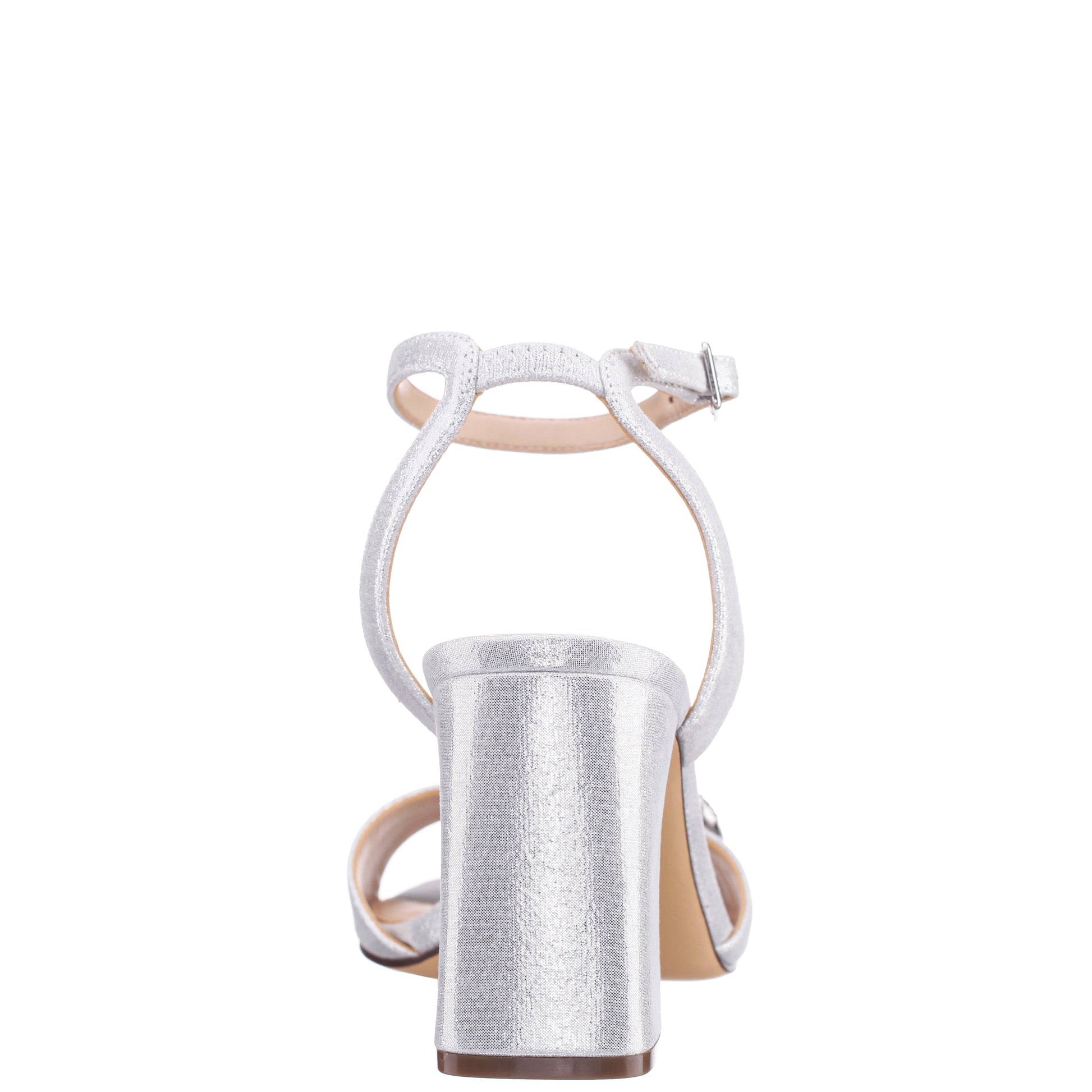 Quenbie True Silver Sandal Mid-Heel | Nina Shoes