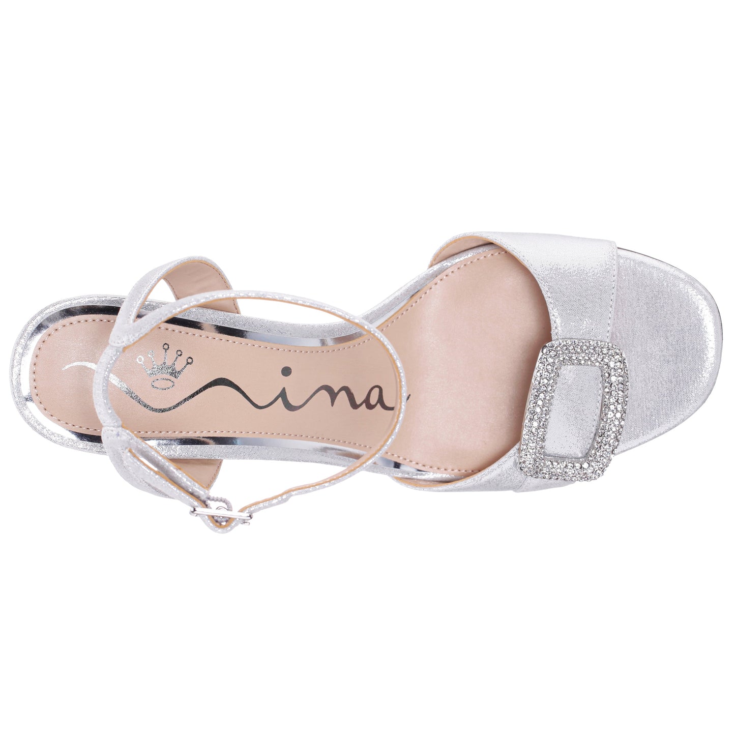 Quenbie True Silver Sandal Mid-Heel | Nina Shoes