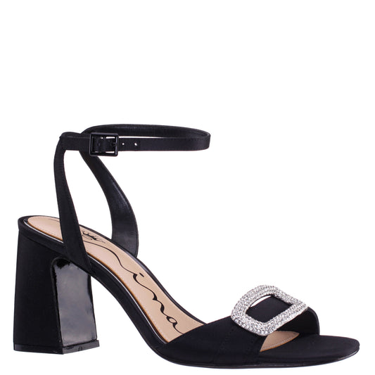 Quenbie Black Sandal Mid-Heel | Nina Shoes