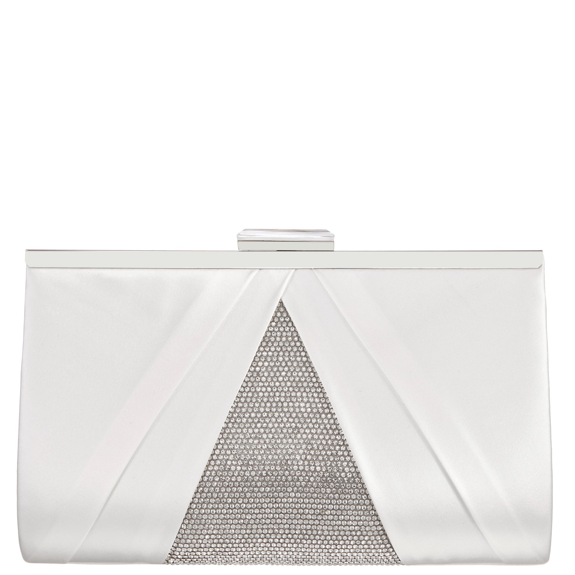 Ophelia White Pleated Satin Frame Clutch | Nina Shoes