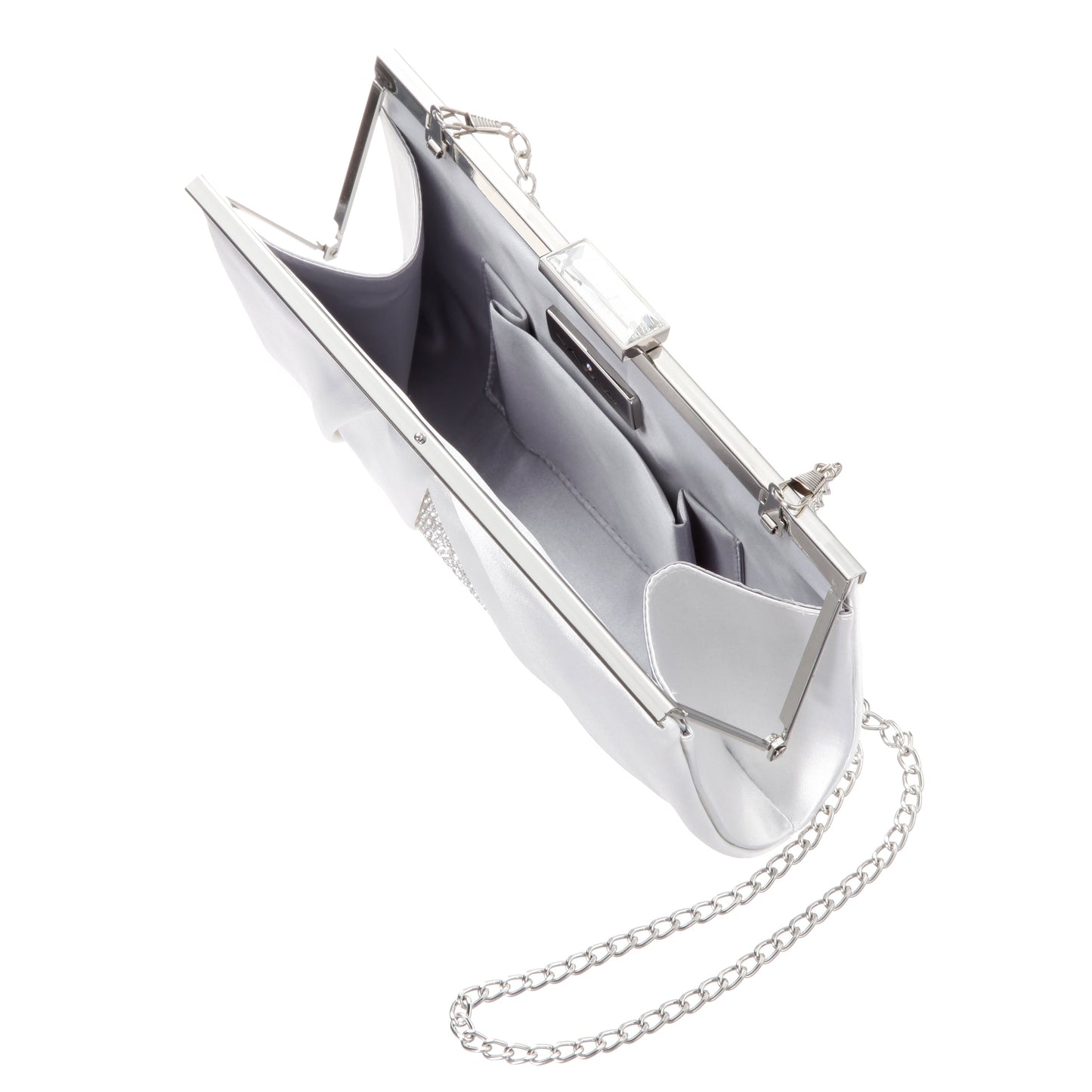 Ophelia White Pleated Satin Frame Clutch | Nina Shoes