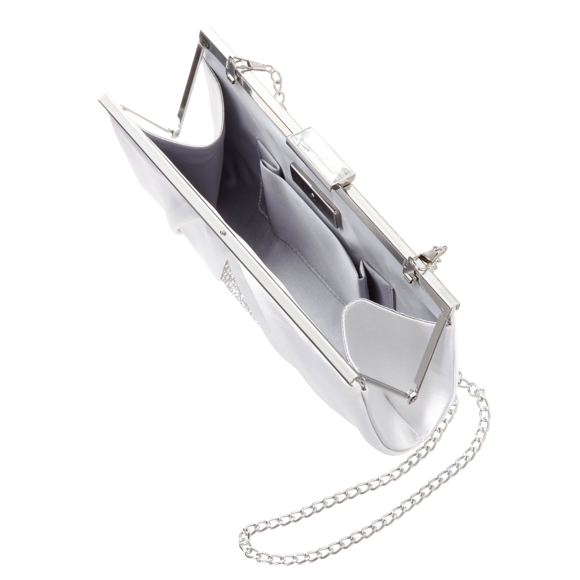 Ophelia White Pleated Satin Frame Clutch | Nina Shoes