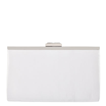 Ophelia White Pleated Satin Frame Clutch | Nina Shoes