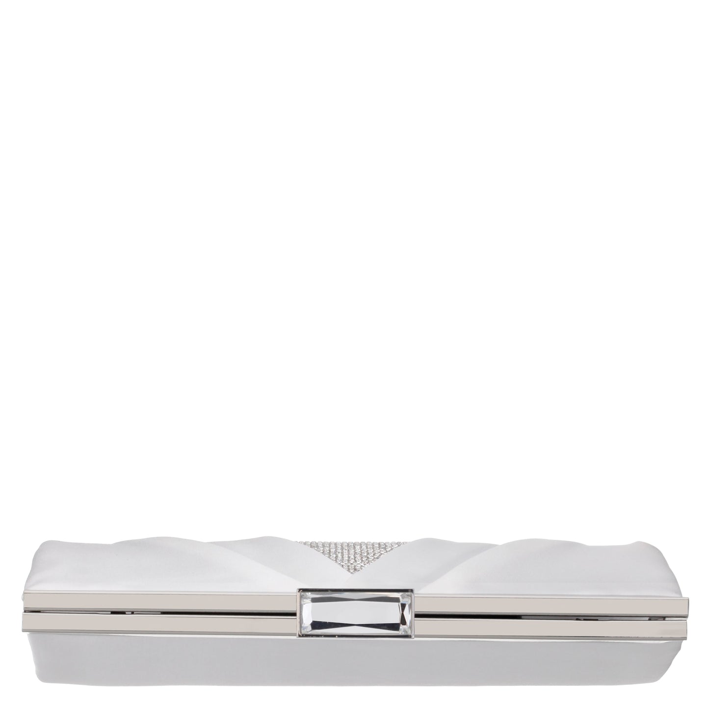 Ophelia White Pleated Satin Frame Clutch | Nina Shoes
