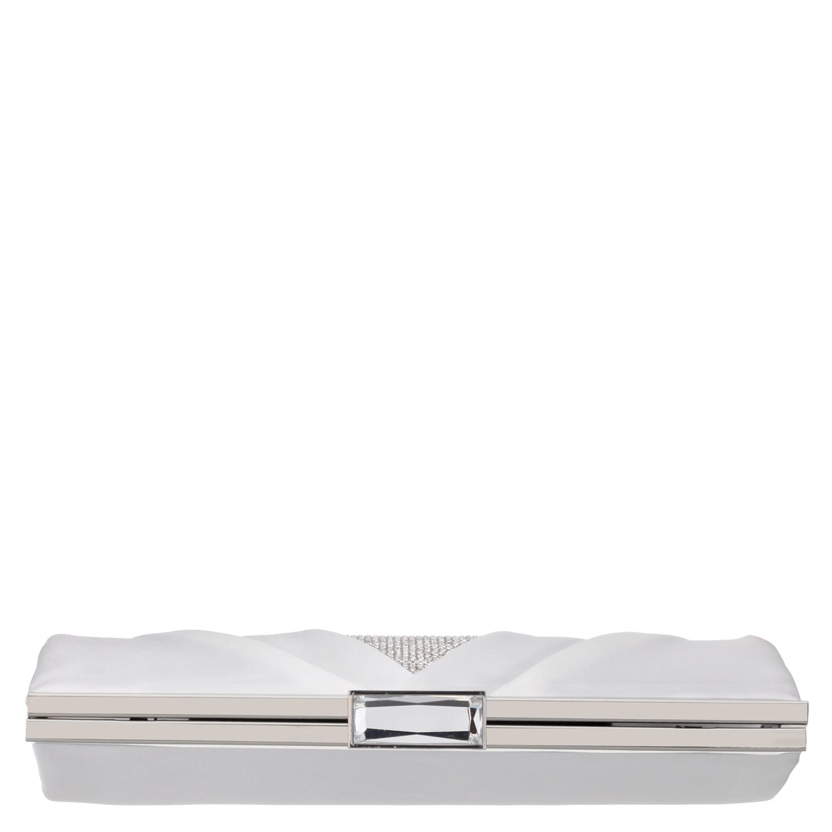 Ophelia White Pleated Satin Frame Clutch | Nina Shoes