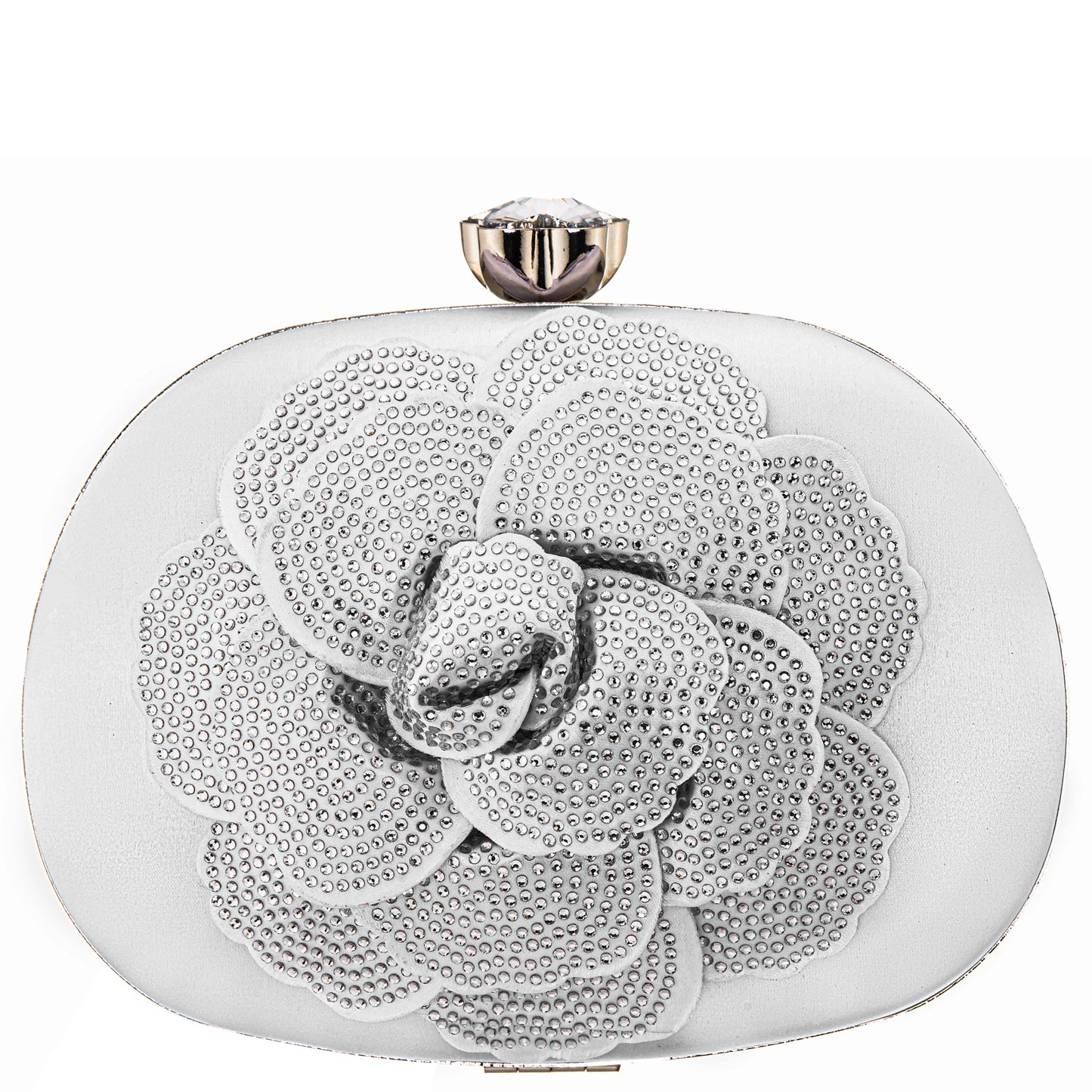 Flores White Crystal Embellished Flower Minaudiere | Nina Shoes