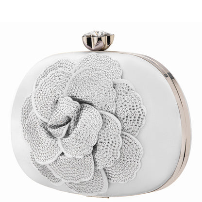 Flores White Crystal Embellished Flower Minaudiere | Nina Shoes