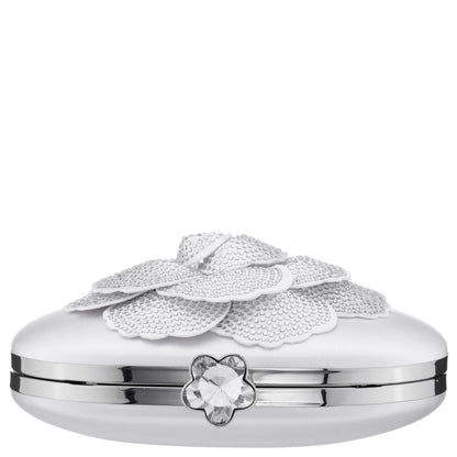 Flores White Crystal Embellished Flower Minaudiere | Nina Shoes
