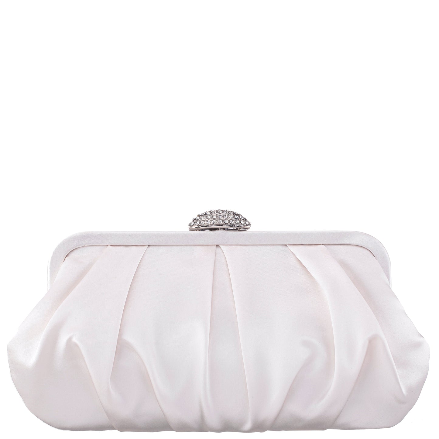 Concord Ivory Pleated Frame Clutch With Crystal Clasp | Nina Shoes