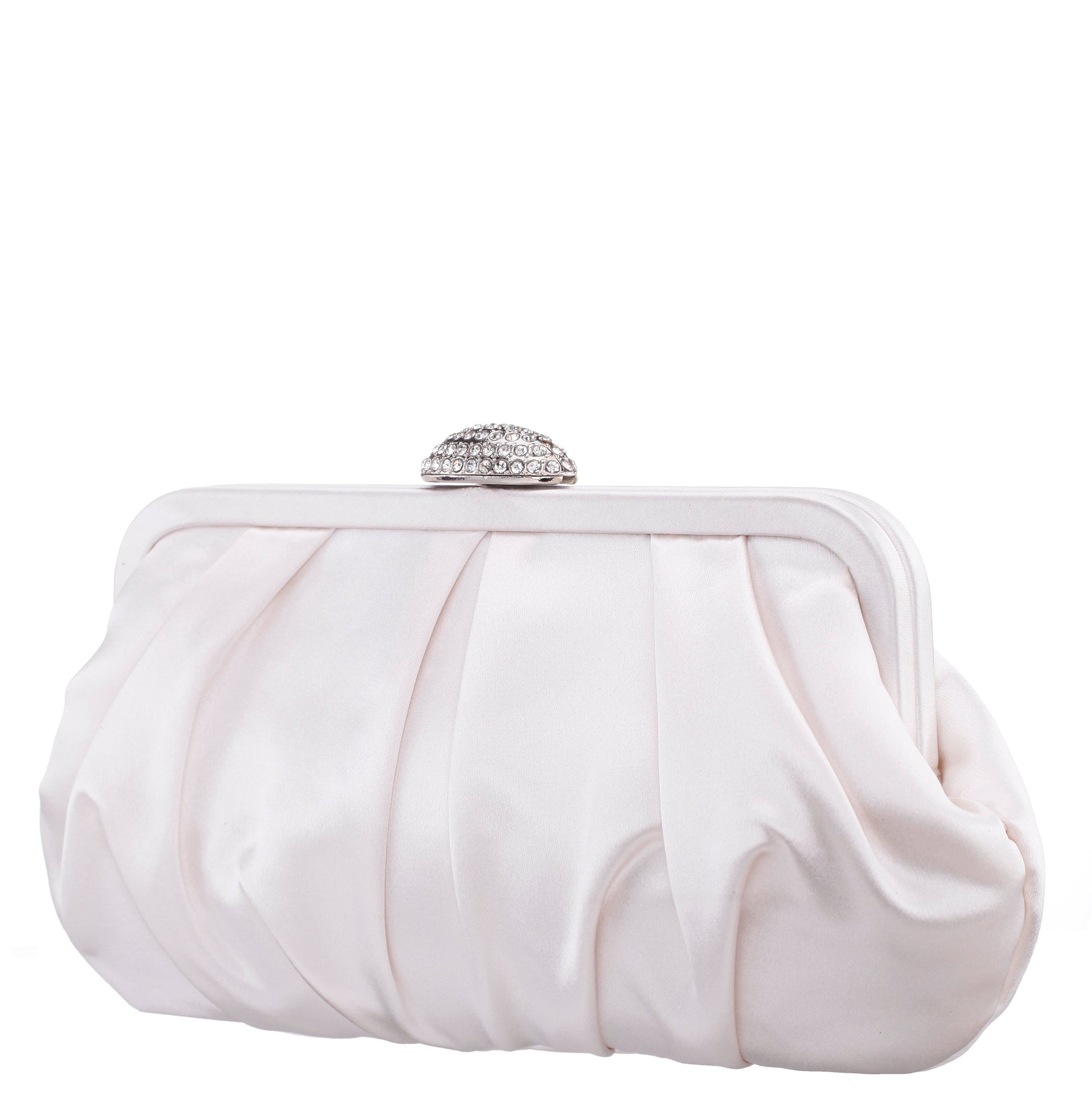 Concord Ivory Pleated Frame Clutch With Crystal Clasp | Nina Shoes