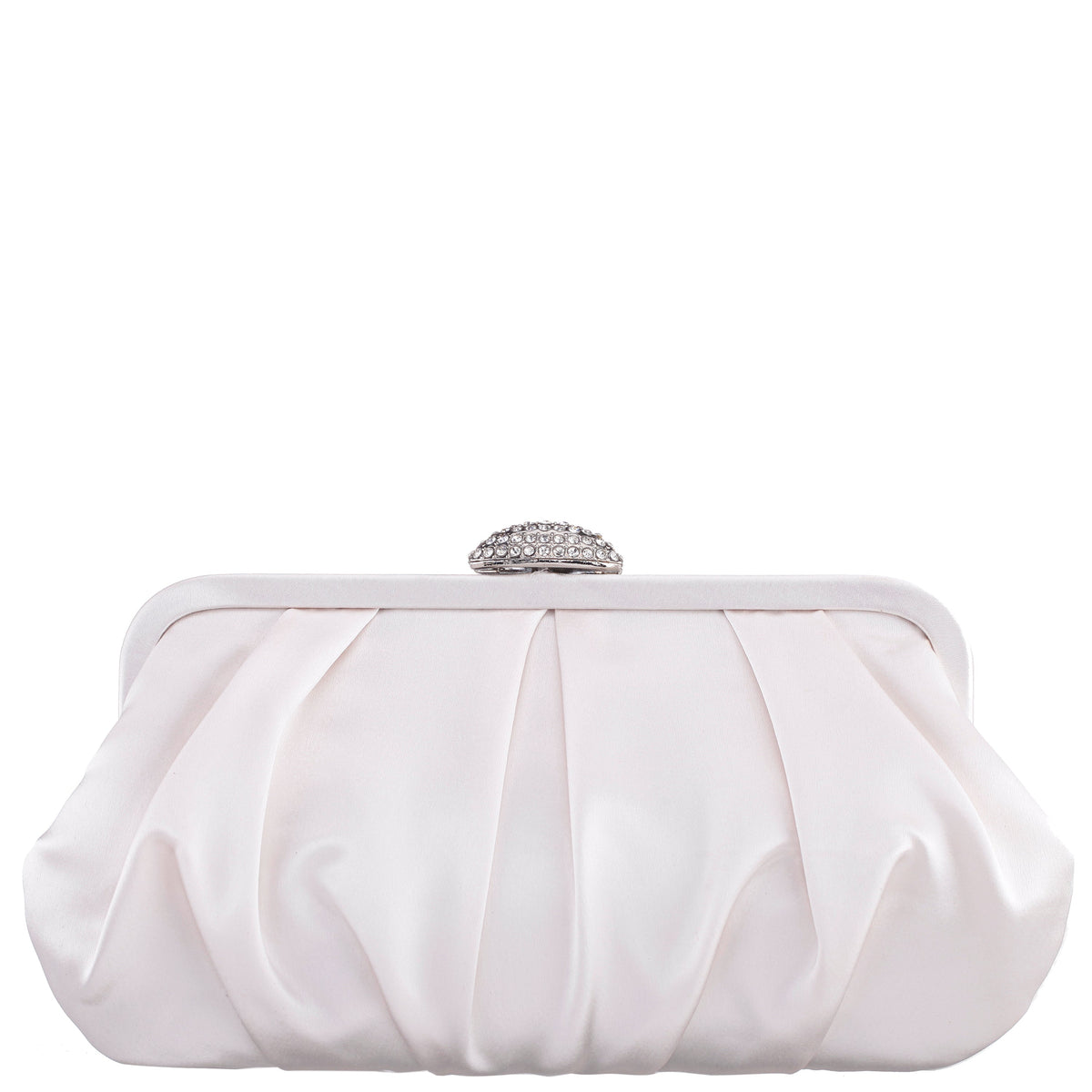 Concord Ivory Pleated Frame Clutch With Crystal Clasp | Nina Shoes