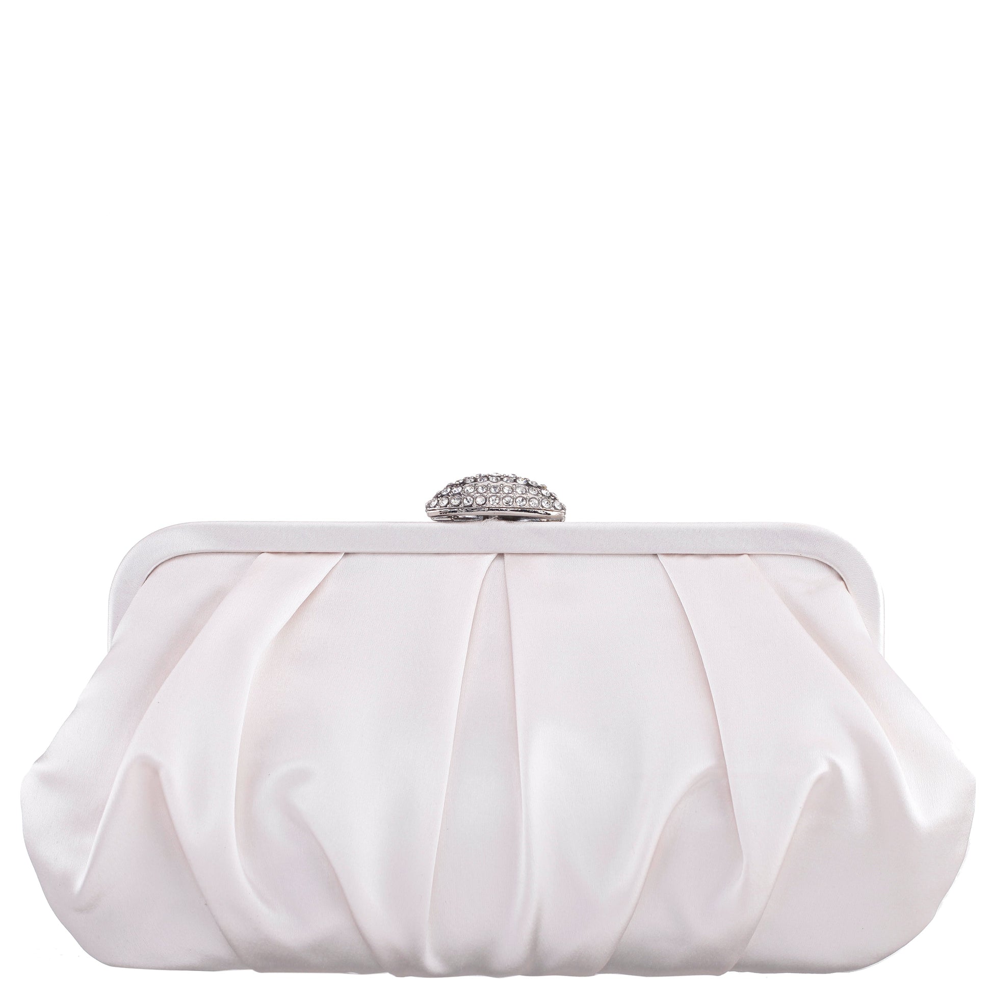 Concord Ivory Pleated Frame Clutch With Crystal Clasp | Nina Shoes