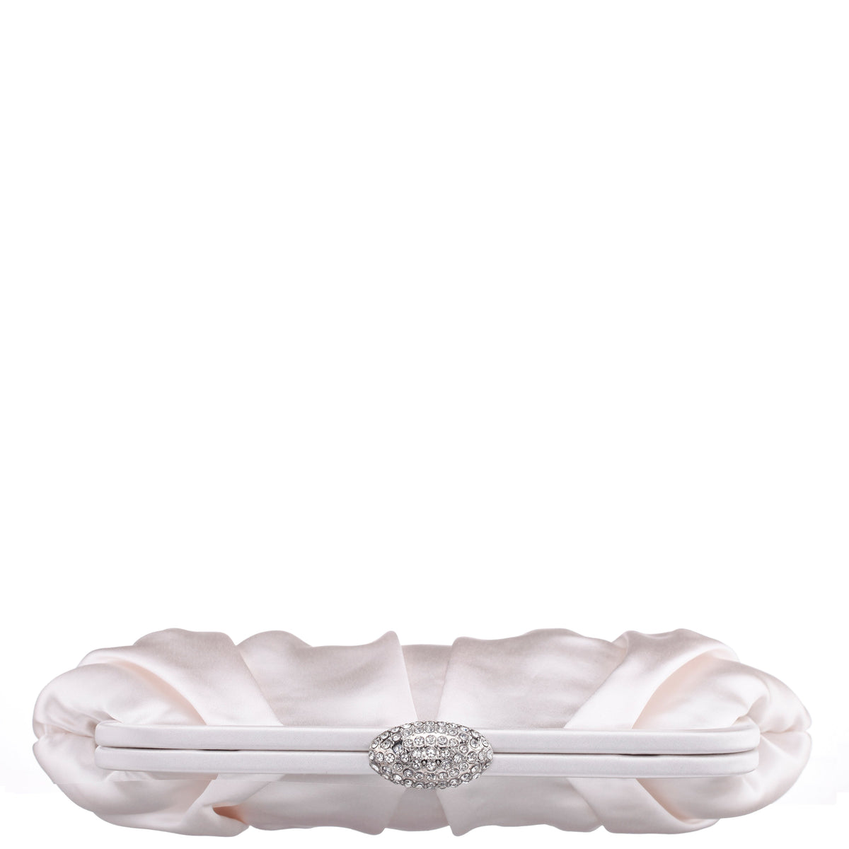 Concord Ivory Pleated Frame Clutch With Crystal Clasp | Nina Shoes