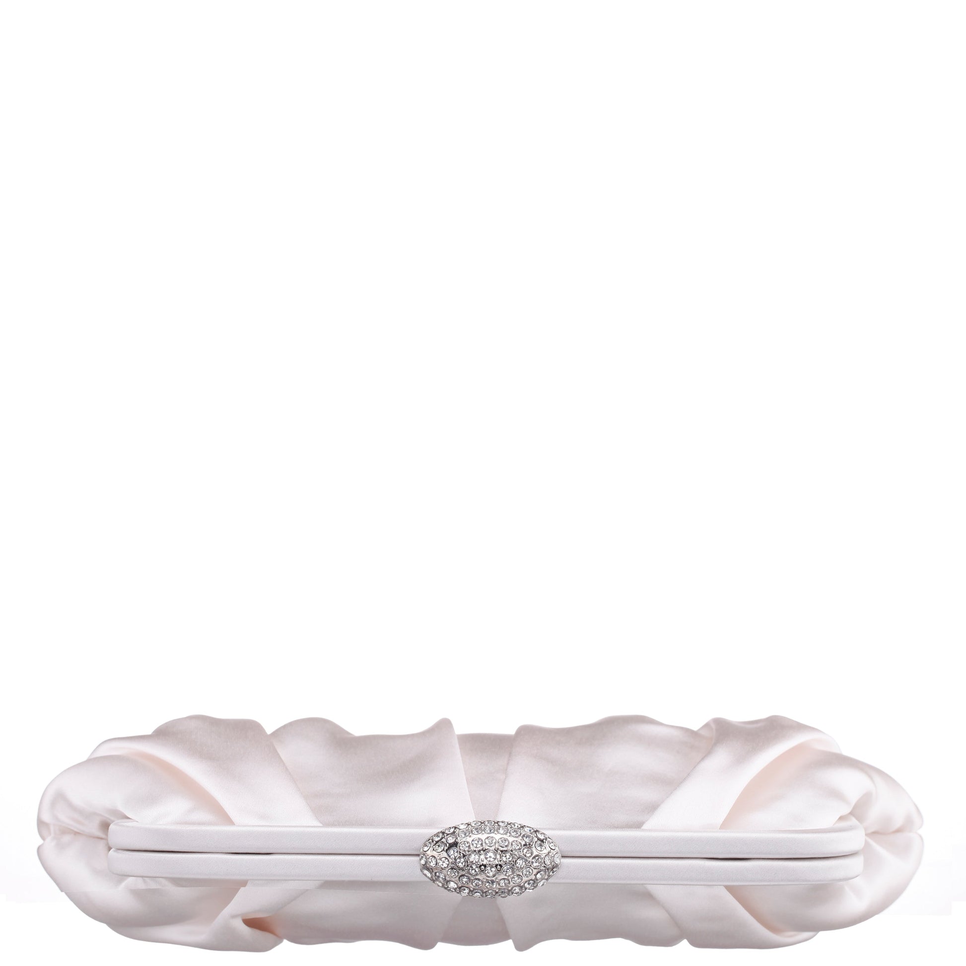Concord Ivory Pleated Frame Clutch With Crystal Clasp | Nina Shoes