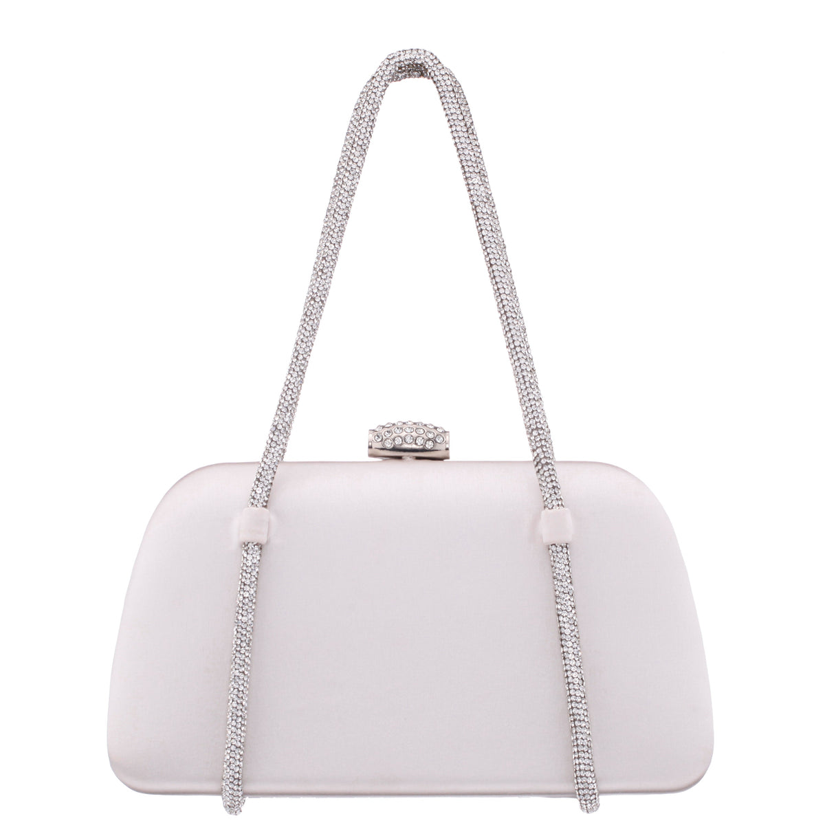 Camara Beige Satin/Glass Crystal Minaudiere | Nina Shoes
