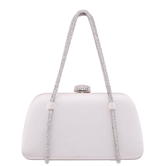 Camara Beige Satin/Glass Crystal Minaudiere | Nina Shoes