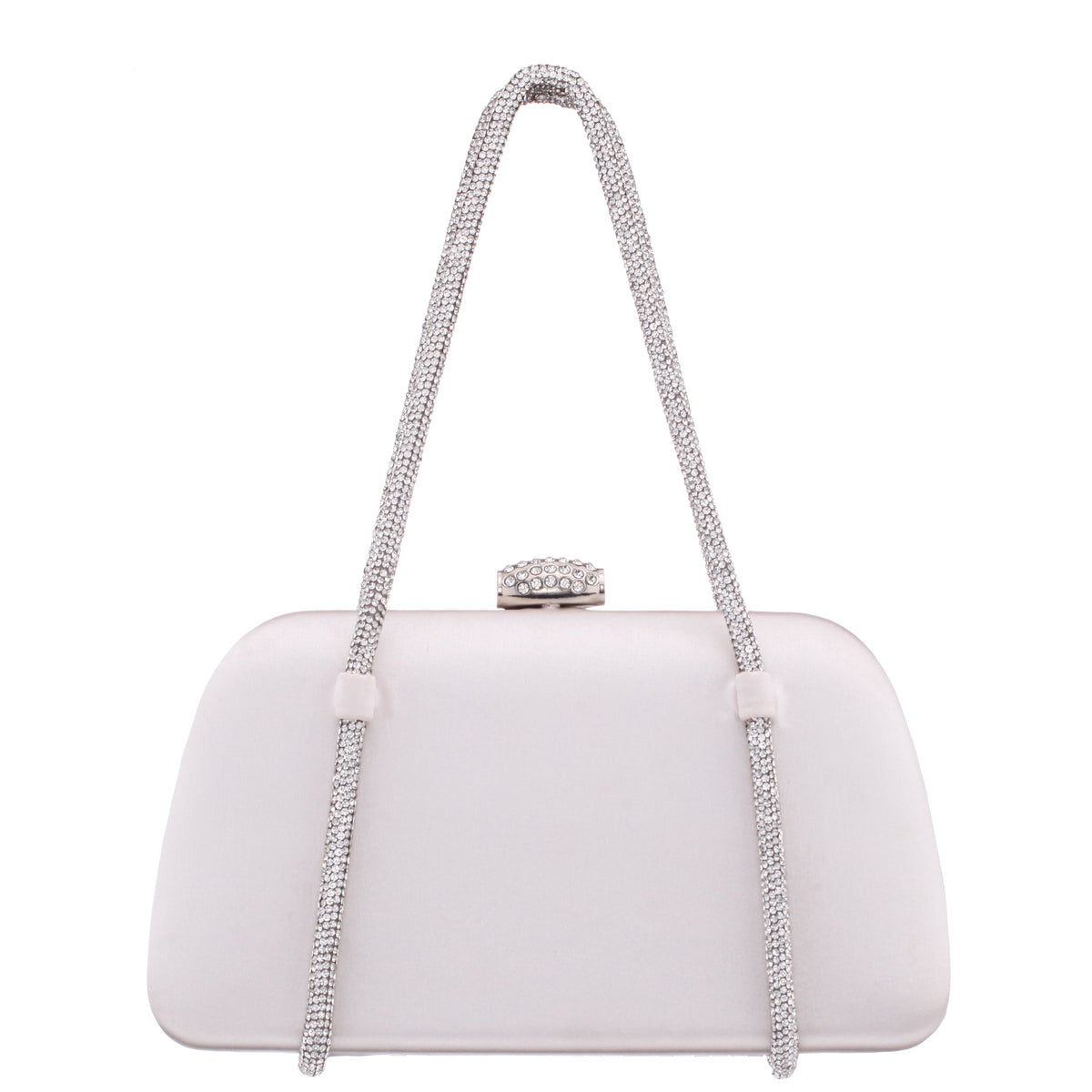 Camara Beige Satin/Glass Crystal Minaudiere | Nina Shoes