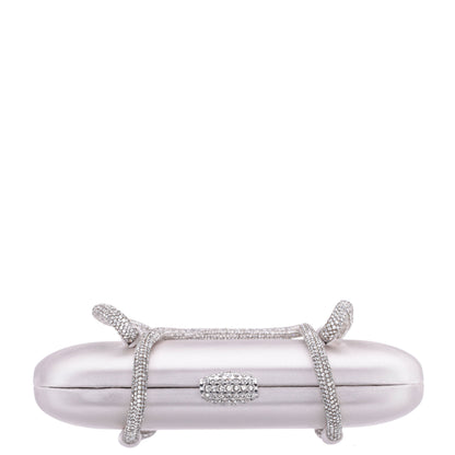 Camara Beige Satin/Glass Crystal Minaudiere | Nina Shoes