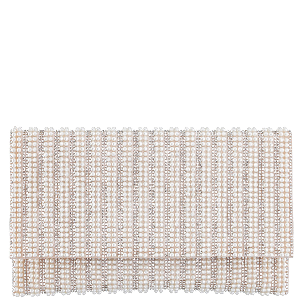 Kimora White Allover Pearl/Crystal Envelope Clutch | Nina Shoes
